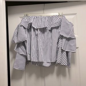 Boutique Off-Shoulder Stripe Top